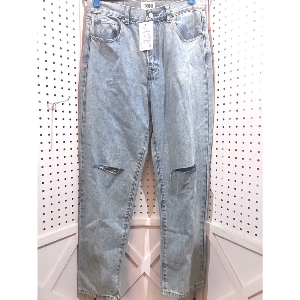 Insane Gene Light Wash Distressed Knee Ripped‎ Denim Jeans Size 11
